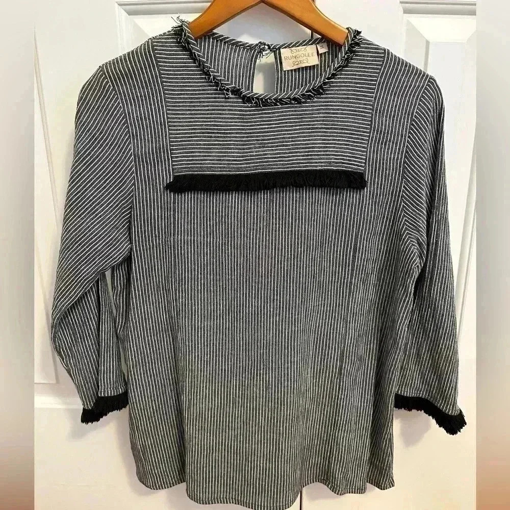 RUNGOLEE Fringe Blouse with 3/4 Sleeve size Small